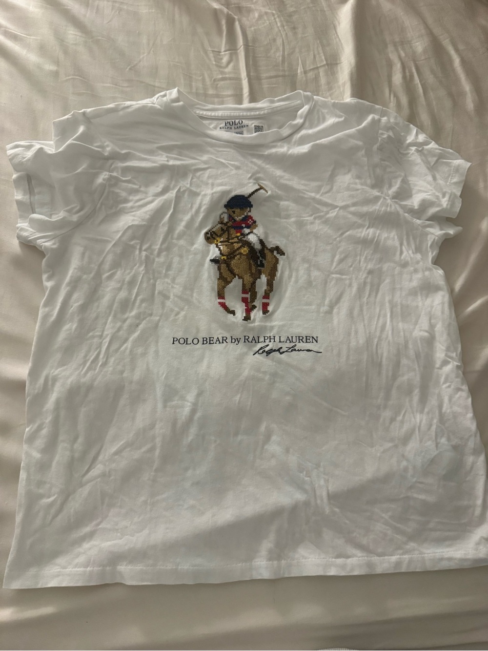 Ralph Lauren White Polo Bear Graphic Tee Size Large - Picture 2 of 4